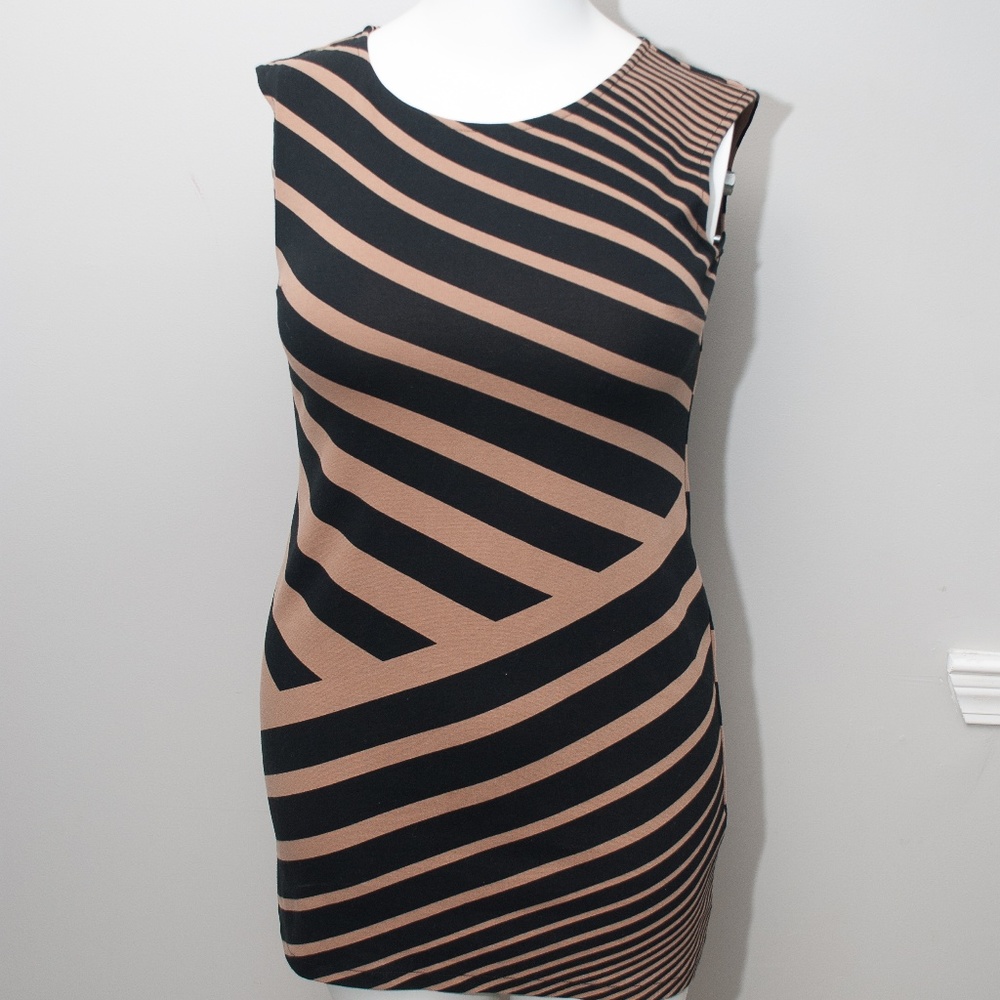 Ann Taylor Loft Black  and Tan Dress